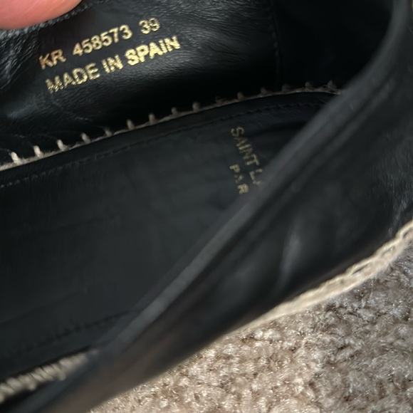 Saint Laurent Logo black leather  espadrilles Sz 39 - Picture 11 of 12